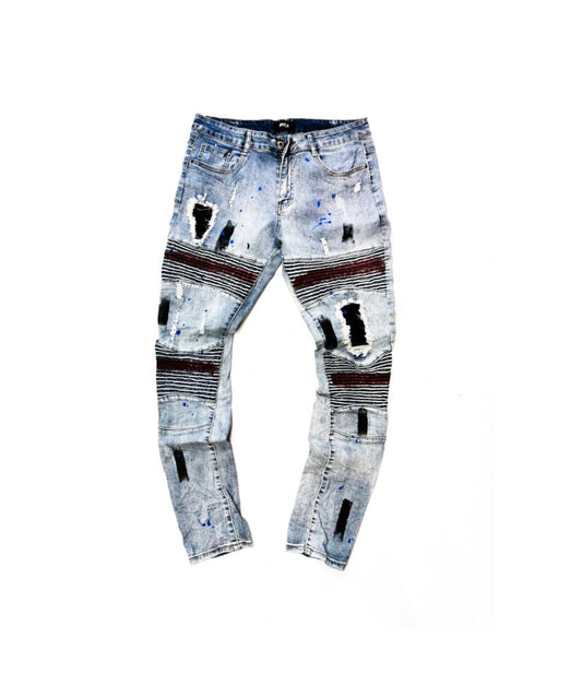 Distressed Biker Skinny Jeans